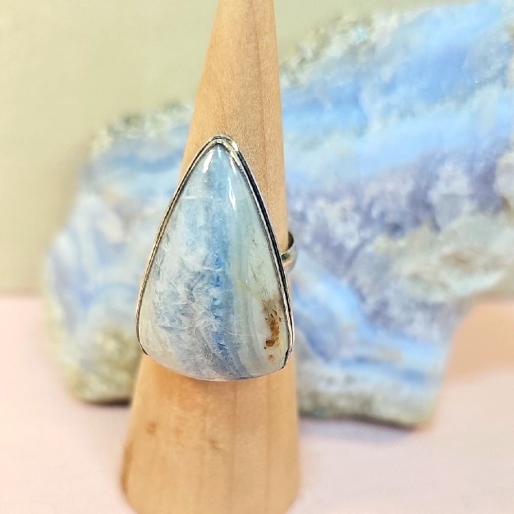 Blue Scheelite Silver Ring